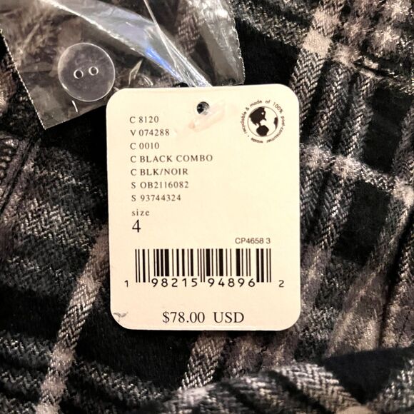 Free People Serena Micro Skort Mini Plaid Black Gray Size 4 NWT - Picture 11 of 12